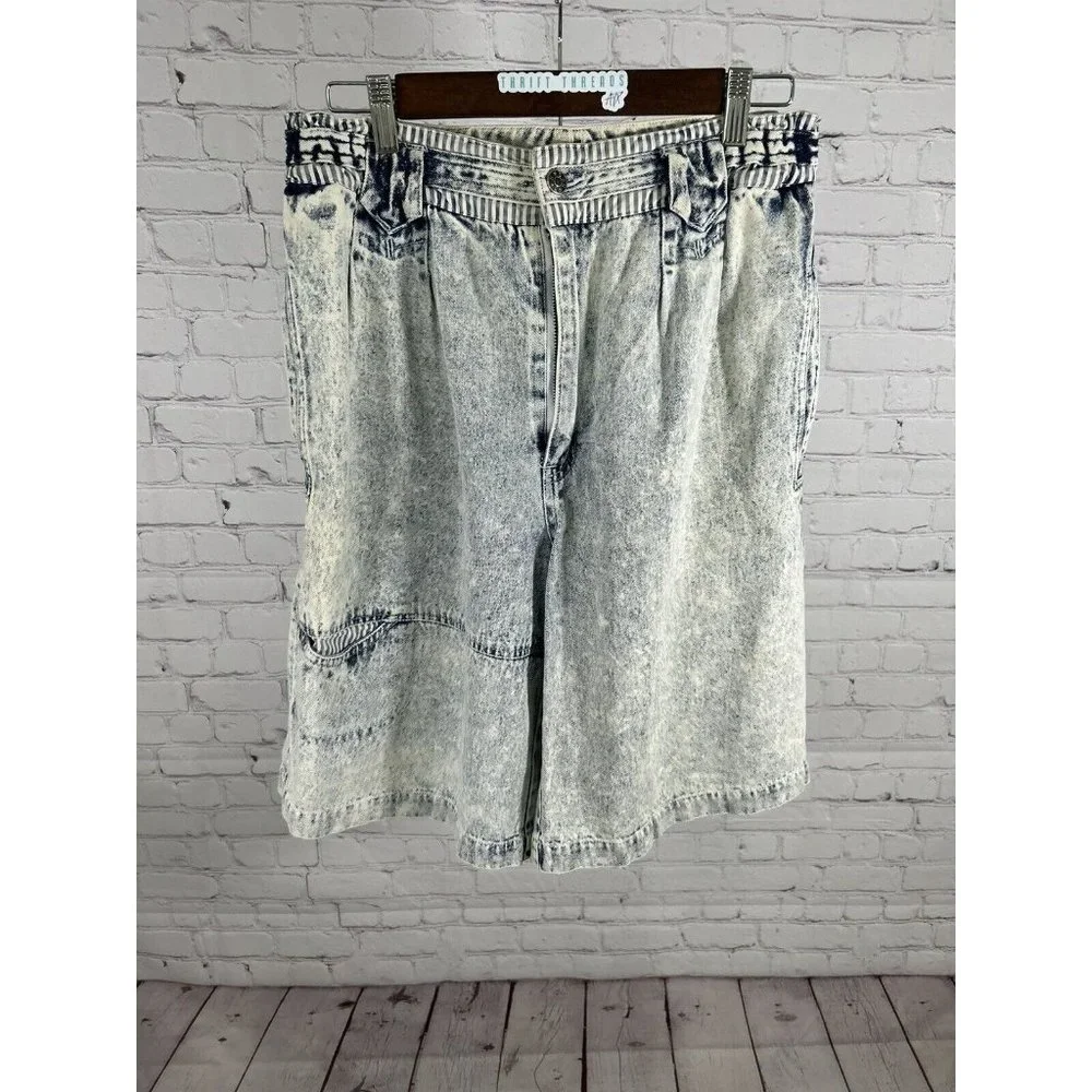 VTG Saturdays Season D Acid Wash Jean Denim Shorts 80’s Retro Men’s L (31x11)